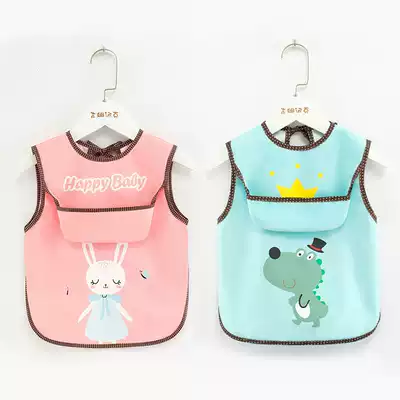 Children's bib waterproof anti-dressing girl summer thin section baby eating pocket sleeveless apron Baby bib protector