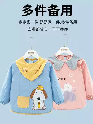 Female treasure eating bilock waterproof anti-dirty baby cover baby child apron autumn and winter men and women eating bibs corduroy clothing