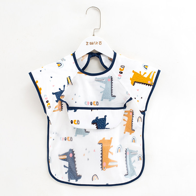 Baby overshirt children eat waterproof summer thin apron cotton sleeveless baby bib summer dirty rice pocket