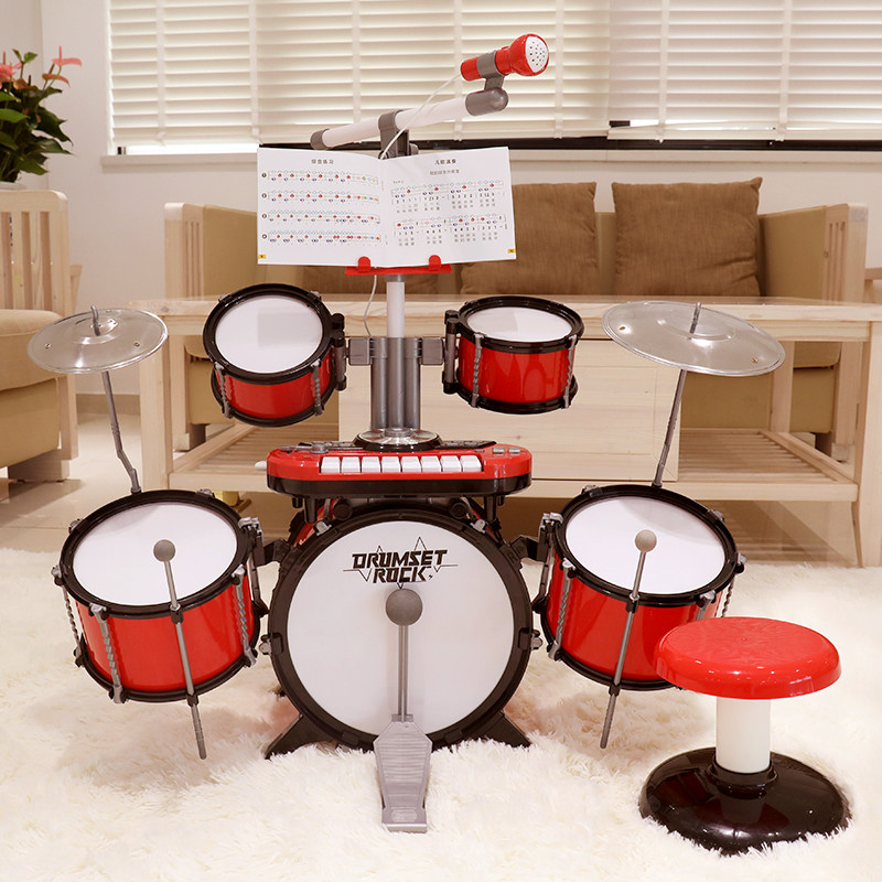 Polaroid Drum Toys Kids Drum Beginner Baby Electronic Keyboard Jazz Percussion Instrument Early Education Boy 3 years old