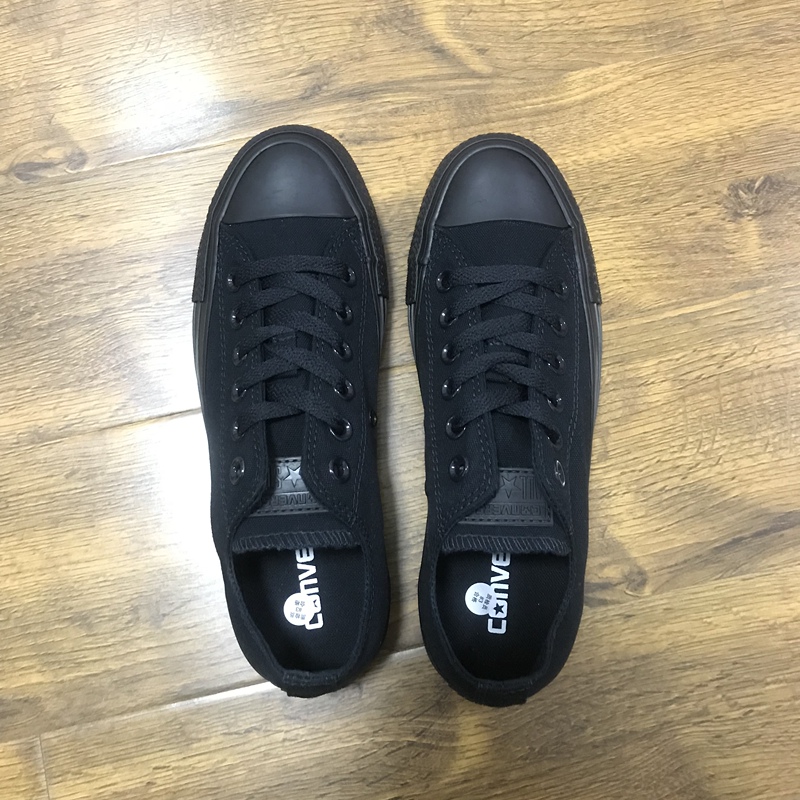 Converse All Black Evergreen Classic Low-Top Canvas Shoes for Men and Women 1Z635 1Z588