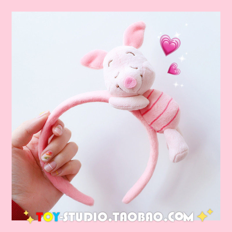 Cartoon bear cheering duck pig doll hair hoop cute plush doll sleeping face shape decorative hair band hair accessories