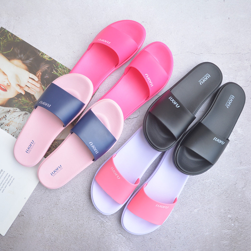 Rocompress Luofu Word Slippers Women Home Summer Home Room Silent Bathroom Bath Anti Slip Soft Underfloor Sandals Shoes