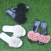Korean fashion new ladies small fragrant wind sea urchin flowers flat bottom flat heel comfortable plastic word sandals