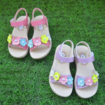 Three flowers cute girls pink outdoor breathable toe rubber soles rubber soles Velcro outdoor sandals childrens shoes