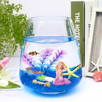 Mini Eco Thickened Ultra White Glass Fish Tank Living Room Small Home Desktop Office Round Creative Turtle Cylinder