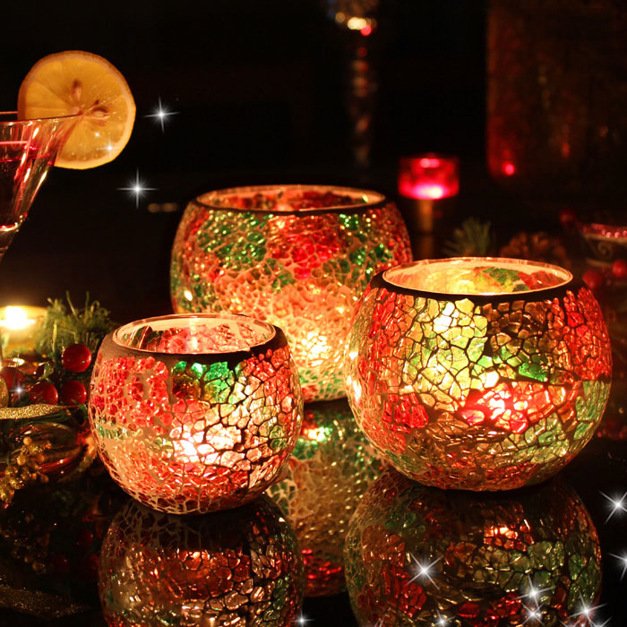 6 Creative Eurostyle Incense Mosaic Glass Wax Candle Holders Romantic Western Dining Candle Light Dinner New Year Props