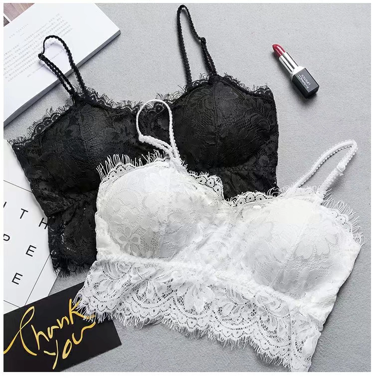 Sexy ren mỏng yếm quấn ngực ngực dây đeo ngực miếng đệm không có vòng thép hoang dã bên trong áo ngực cô gái