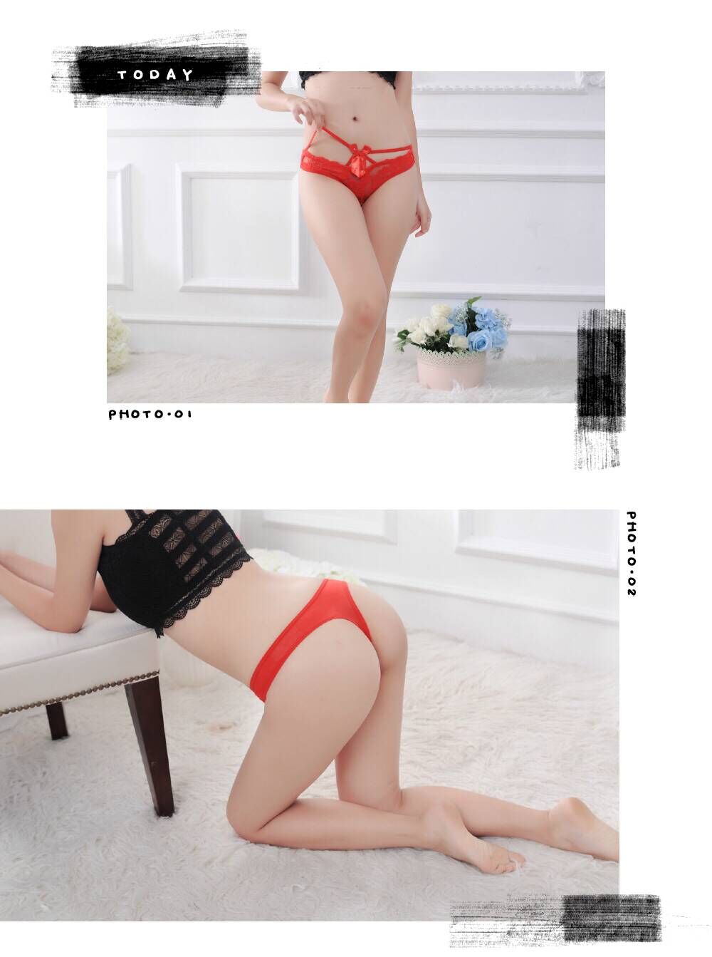 Quần lót nữ gợi cảm màu đỏ trong suốt ren liền mạch đồ lót nóng oi bức eo thấp của phụ nữ t quần thong quần lót