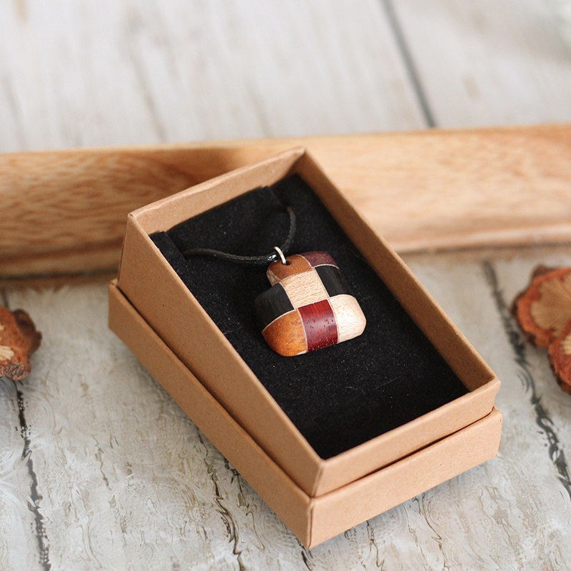 Japanese wood craftsman hand-made necklace drop earrings Small fish Yin and yang fish love pendant free laser lettering gift box
