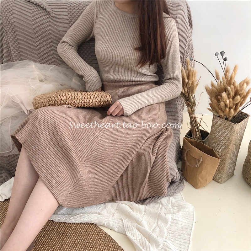 [Người yêu] mùa thu và mùa đông phải vào áo len trắng cổ tròn lông thỏ màu trắng sữa áo len tăm