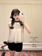 CreamySweet Vanilla Melaleuca Sweet Polka Dot Chiffon Sleeveless Top Women's Bow Cake Skirt Suit