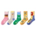 Sesame Street Vớ Nữ Phim hoạt hình dễ thương Bình thường thủy triều sáng tạo Thương hiệu vớ dài Hàn Quốc Đại học cá tính Gió dài vớ cotton - Vớ bông vớ trắng Vớ bông