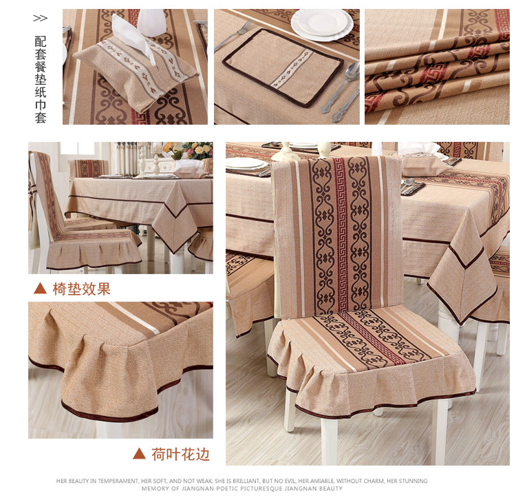 Khăn trải bàn bằng vải lanh cotton Khăn trải bàn hiện đại tối giản hình chữ nhật bàn ăn đệm đặt ghế bao gồm nhà khăn trải bàn gỗ