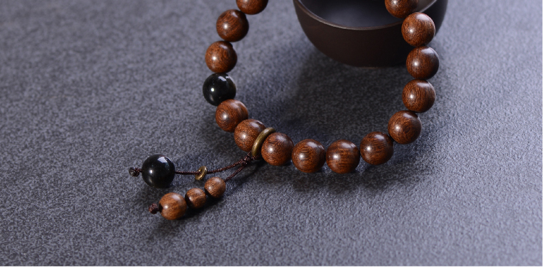 Vòng tay gỗ đàn hương bằng lụa vàng Nanmu gỗ trầm hương gỗ mun Shen Shen Muzhuzhu vòng tay trang sức 8m vòng tay đá phong thủy