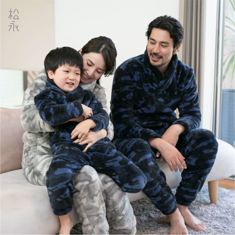 Song Yongqiu mùa đông nam và nữ phục vụ tại nhà cặp vợ chồng áo len cha mẹ trẻ em phù hợp với đồ ngủ dày ấm áp nhung sy - Cha mẹ và con