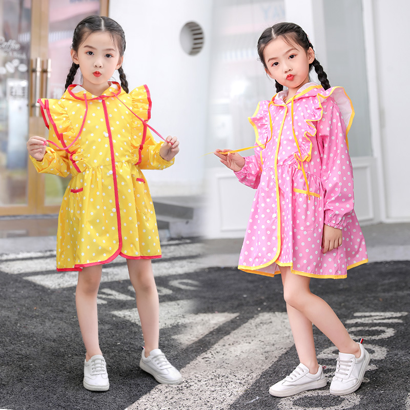 Children's ruffle raincoat Girl princess long version poncho Child kindergarten baby top coat full body protection