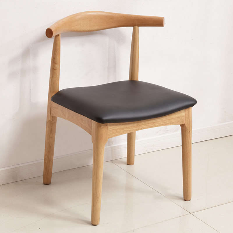 Solid wood Nordic dining chair home Windsor Japanese horn chair modern minimalist meeting office stool backrest chair