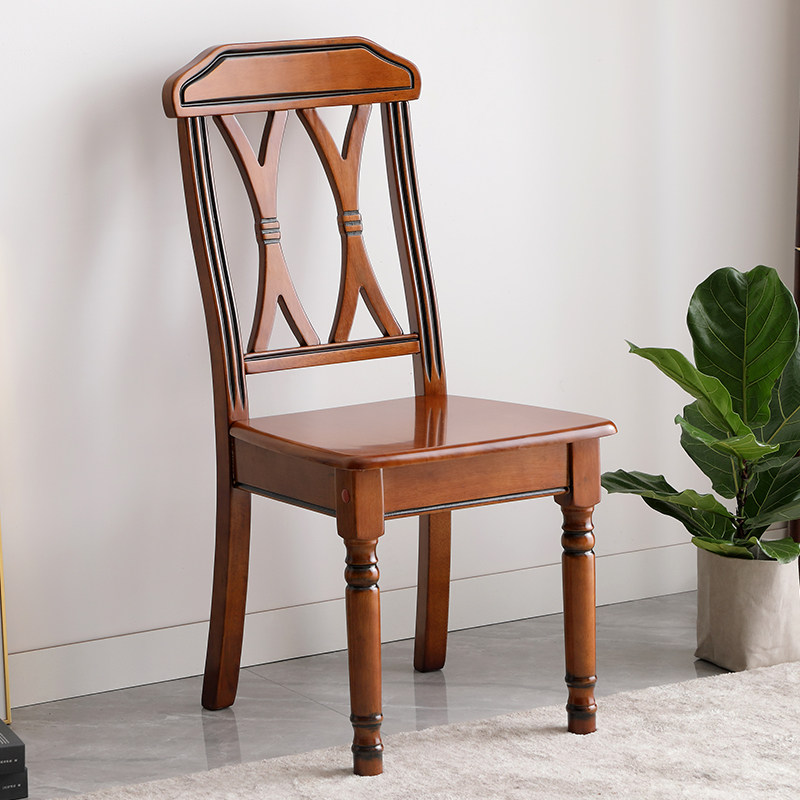 American All-Solid Wooden Chair Leisure Chair Backchair HouseBook Desk Chair European Retro Restaurant Backleather Chair