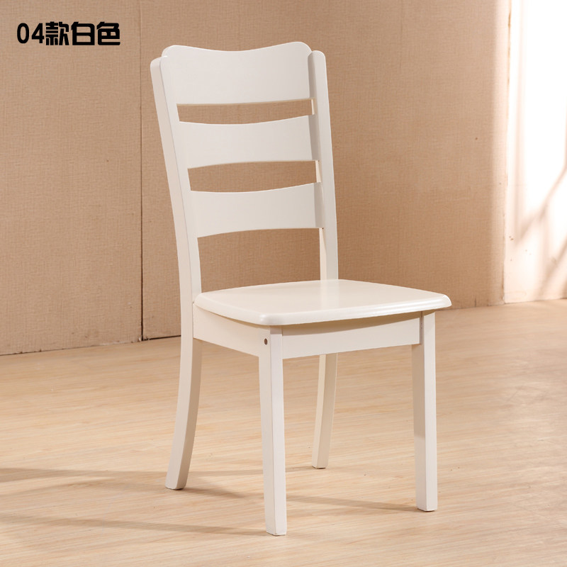 Solid wood European-style Mediterranean white ivory white toasted lacquered minimalist modern full solid wood dining chair Home special price stool