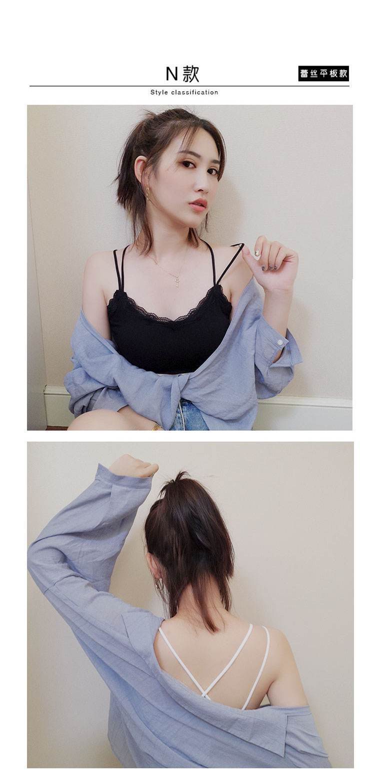 Quần lót nữ hàng đầu làm đẹp trở lại dây đeo vest ren tập hợp gợi cảm chéo vành đai quấn ngực loại đáy ngực chống ánh sáng pad áo ngực không dây