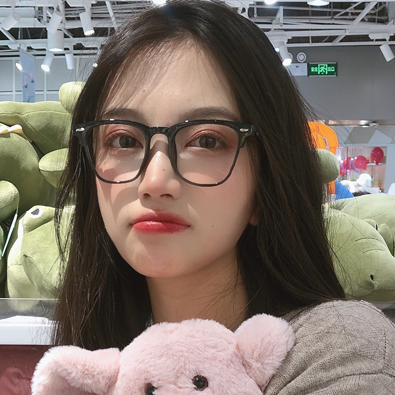 Su Yan god black-framed glasses female Korean version of Chaoping light mirror eye protection net red model ancient myopia black big face thin