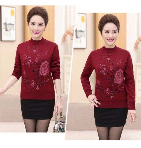 Phụ nữ trung niên mùa đông cộng với nhung 60-70-80 Ông già quần áo bà bầu dày áo len mẹ ấm áo đầm tuổi trung niên