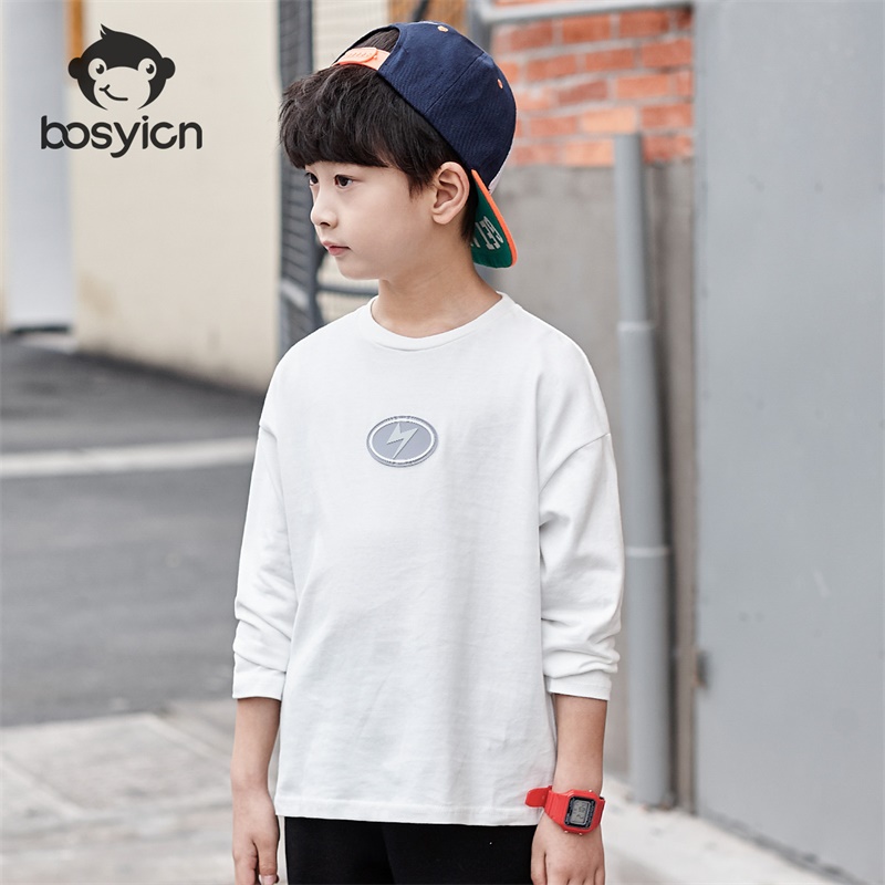 Tiến sĩ váy chỉnh sửa boy đáy áo 2020 cậu bé thủy triều mới dài tay T-shirt trong khí quyển của đầu lớn cho trẻ em.