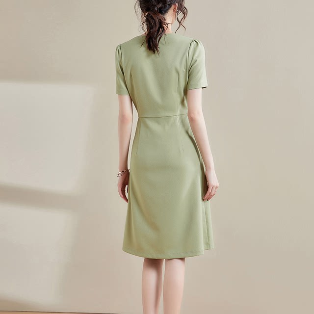 Ink Qinghua summer ໃຫມ່ slimming ສິ້ນ A-line, versatile ແລະຄົນອັບເດດ: dresses ສັ້ນແຂນສັ້ນ