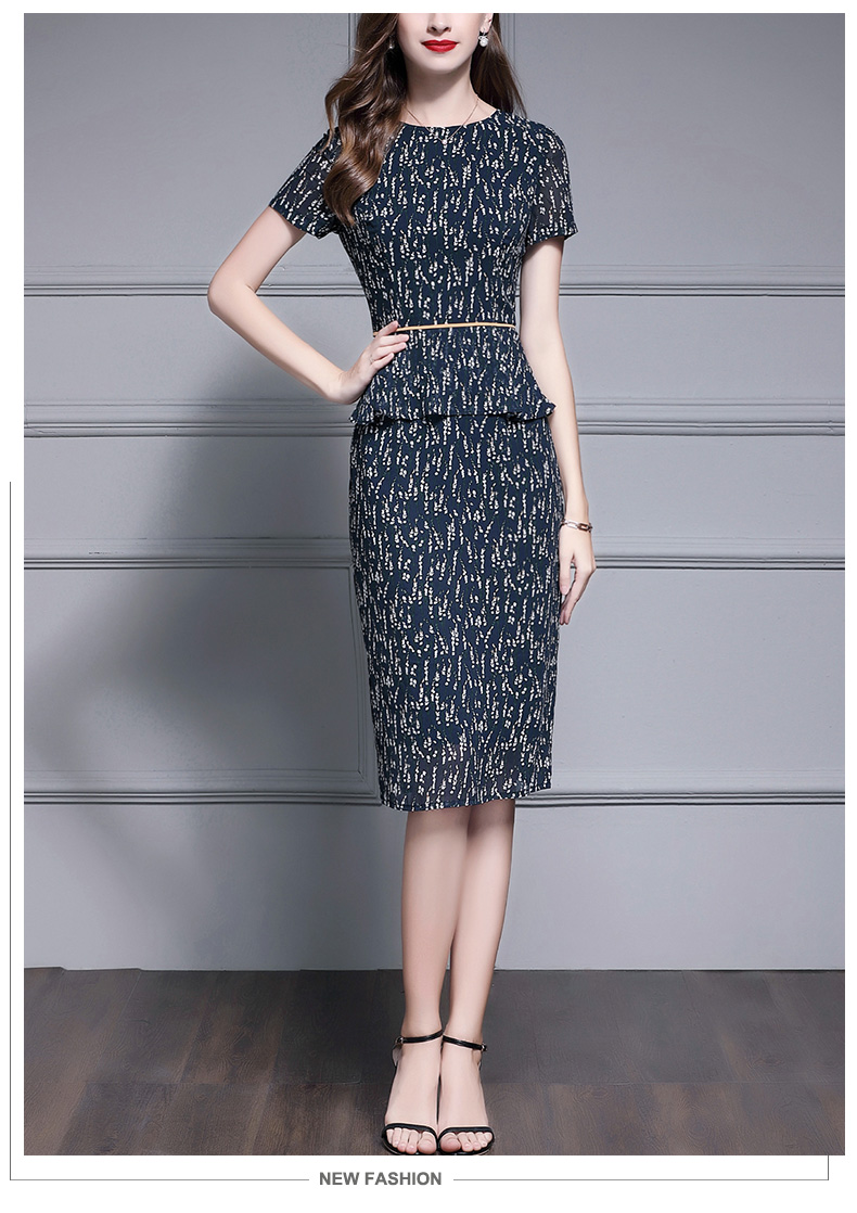 Ink Qinghua 2019 hè mới thời trang tay ngắn nữ giả váy body hai mảnh - Sản phẩm HOT đầm cưới