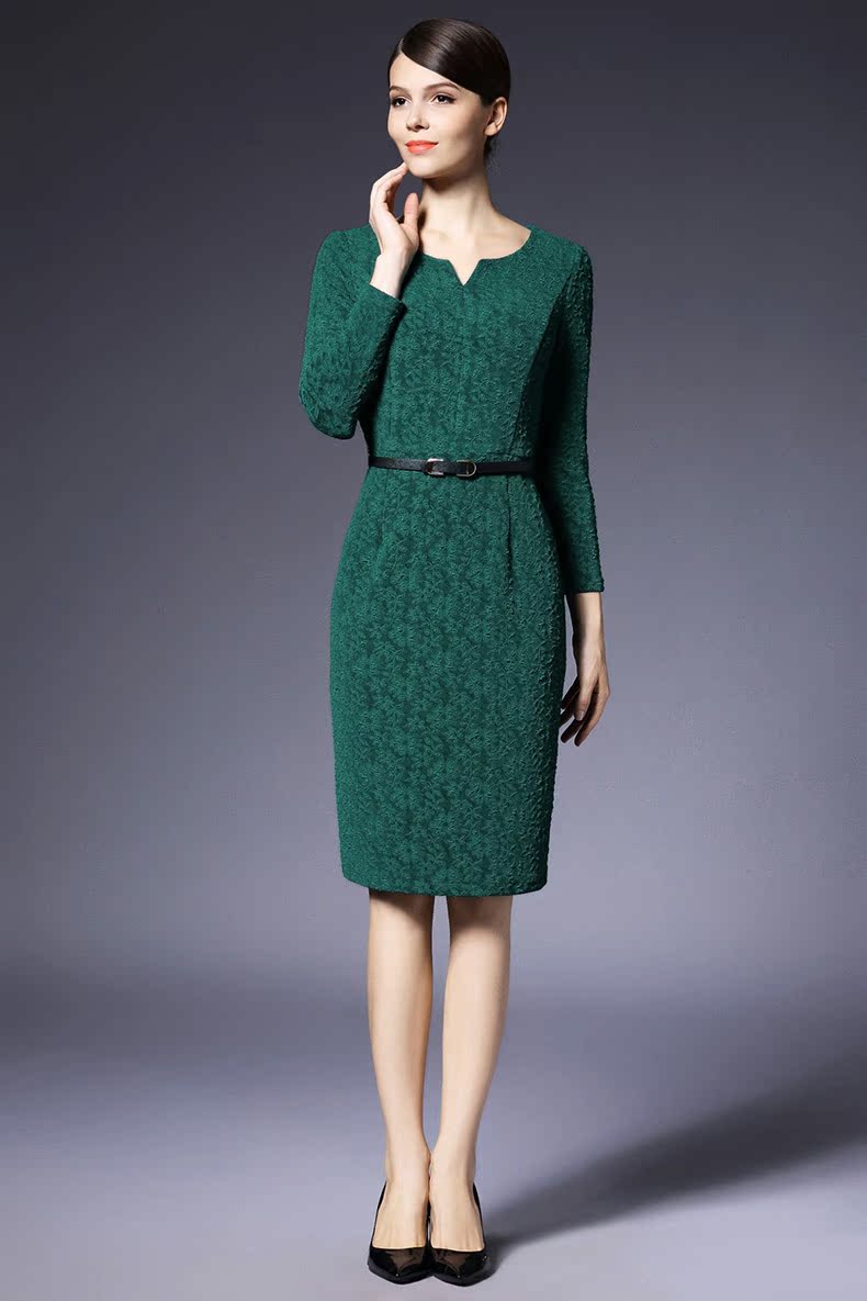 dark green work dress