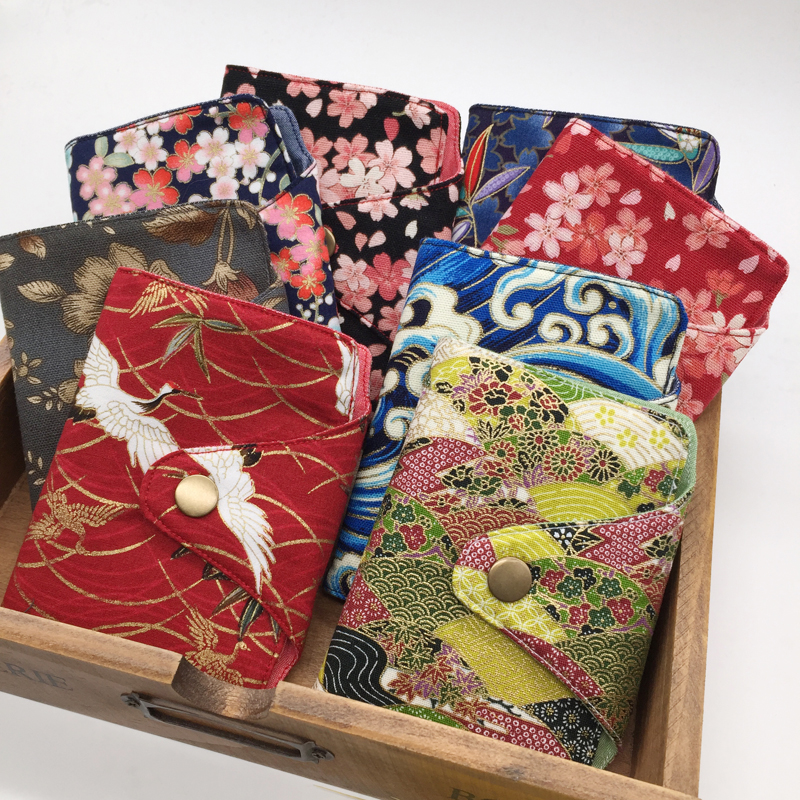 Homemade handmade Japanese cartoon retro bear fabric bus transportation bank card business card access control storage bag card bag