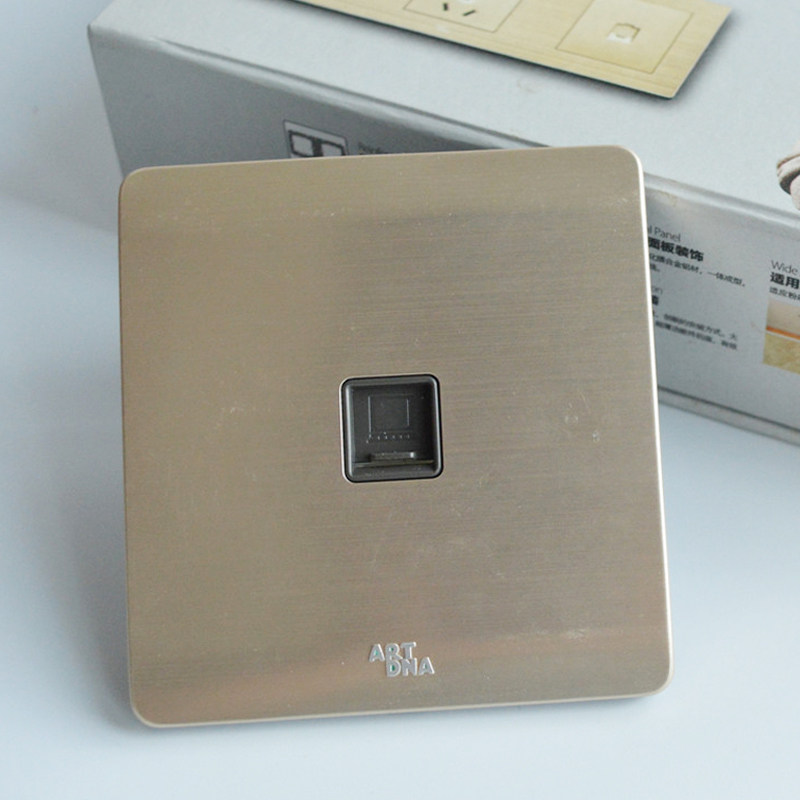 Type 86 Elegant Dot Wall Switch Socket A66 Gold Wire Drawing Computer Socket Broadband Network Route Fiber Optic panel
