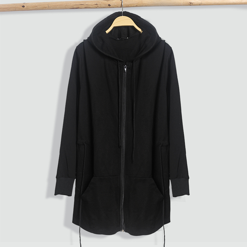 Japanese cloak Ruffian handsome windbreaker men's medium and long slim jacket Tide Korean version hooded cloak Dark summer thin section