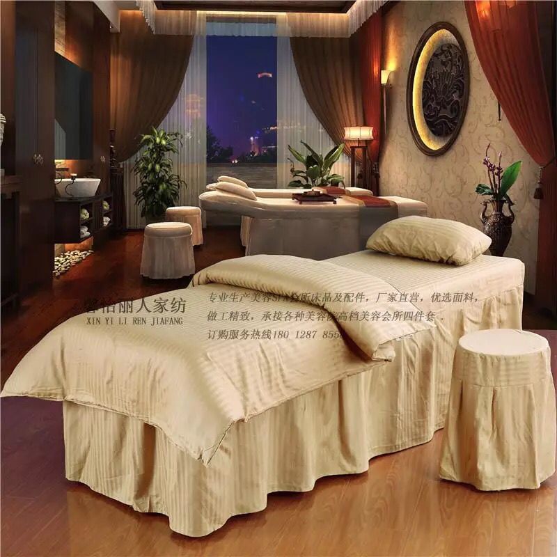 Massage bedspread denim bộ tinh khiết giường bông của thẩm mỹ viện trắng đục và bộ Body Massage trị liệu bedspread - Trang bị tấm mua ga giường spa