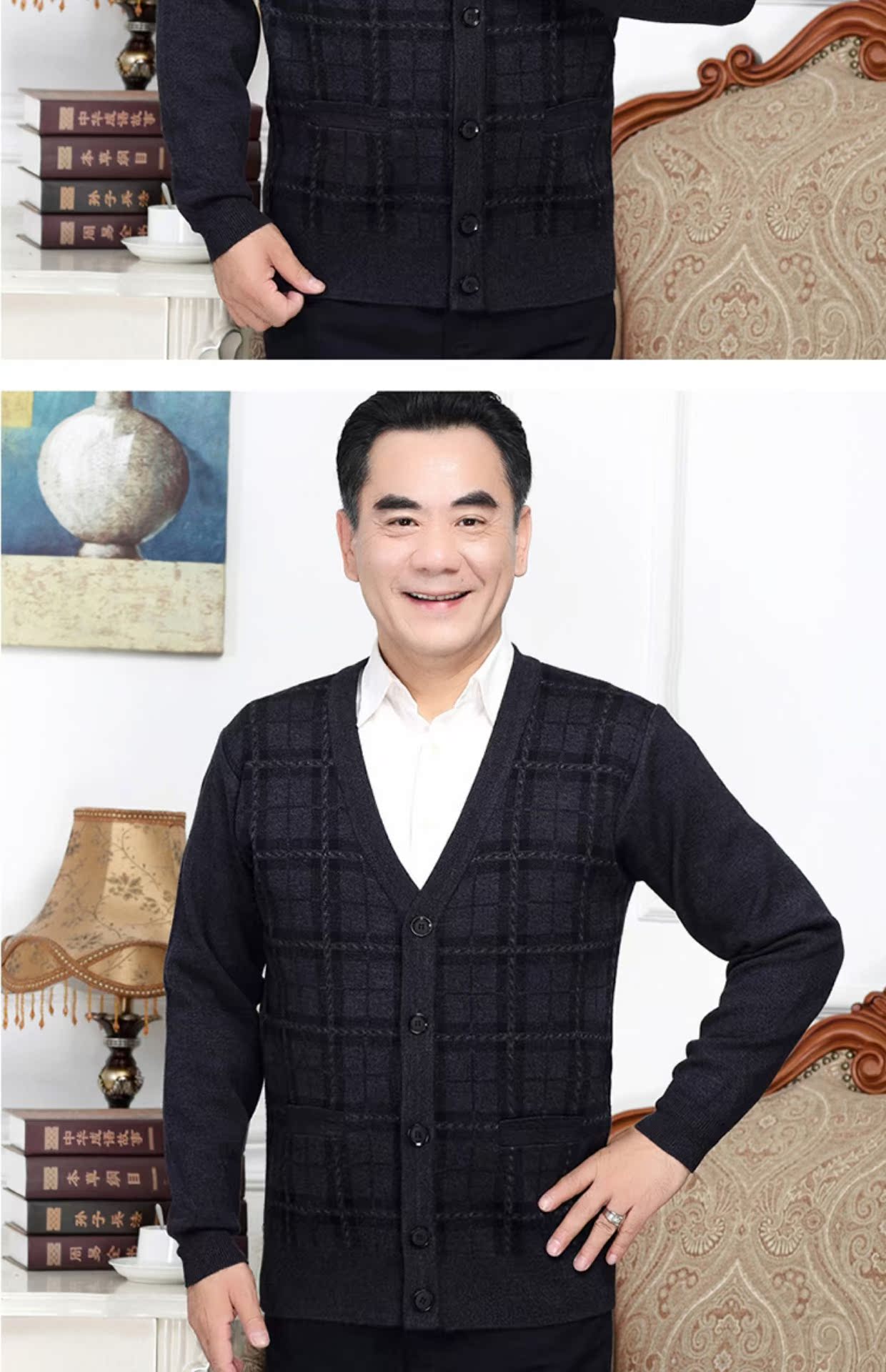 Áo len trung niên mùa đông cho nam áo thun dài tay nam