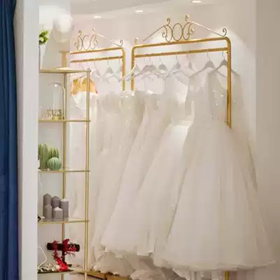 Iron wedding dress shop high-end dress cheongsam display rack hanging clothes rack photo studio display shelf