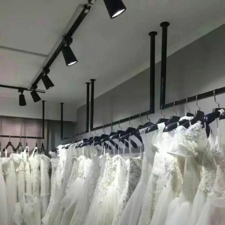 Clothing store hanging suspended ceiling shelf retro wedding dress hanger hanger custom-made on the wall boys and girls clothing rings display stand
