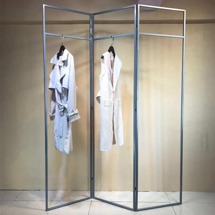 Iron Art Clothing Store Show Shelves Landing Shelf Clothes Hanger Middle Island Shelf Wedding shelf Creative screen partition Folding Fold