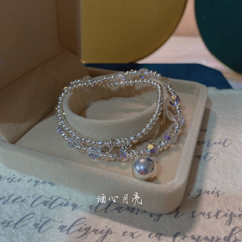 Original Handmade Austrian White Crystal Sterling Silver Double-Layer Bracelet, Clean and Transparent, Stackable and Non-Fading Original Handmade Austrian White Crystal Sterling Silver Double-Layer Bracelet, Clean and Transparent, Stackable and Non-Fading