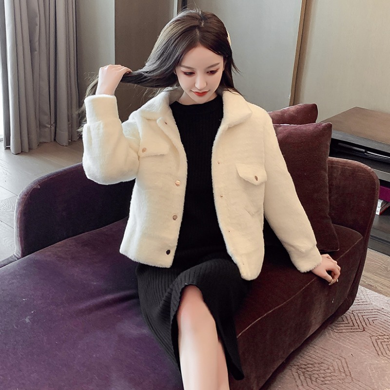 Fengchy mink short mink lamb velvet fur one short coat women thick 2021 autumn and winter New