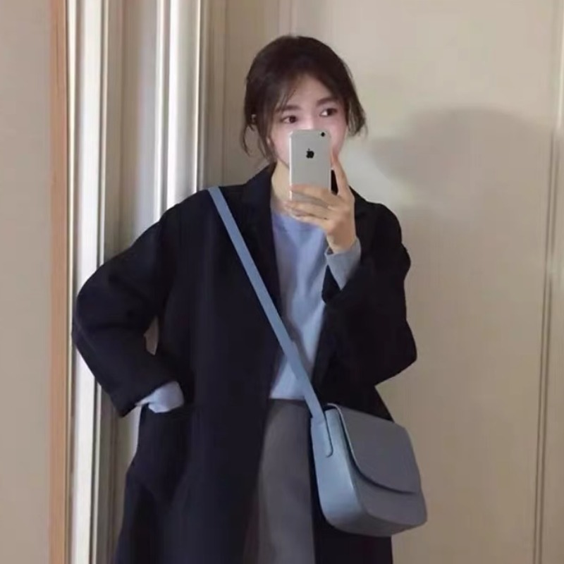 Vanchy 2022 autumn and winter Hepburn wind double-sided woolen coat women's mid-length version thickened temperament cloak small coat