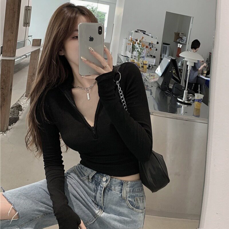 Fanxi black bottoming shirt women's autumn and winter 2023 new all-match careful machine tight-fitting long-sleeved outerwear T-shirt top