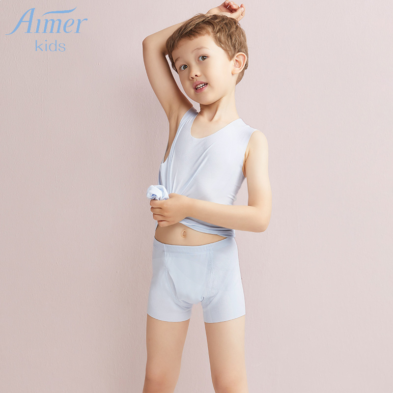 Aimer kidsAIMER Children MODAL Seamless Boy Modale Mid-Waist Four-corner Underwear AK2230031
