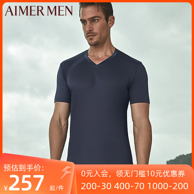 Mr. adore 17SS indulge in silk sliding men's Modale without mark V collar short sleeve blouses NS12A011 -Taobao