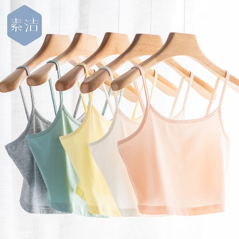 Beauty back sling Net red bursting female high school student girl breast wrap summer bottom short cotton vest