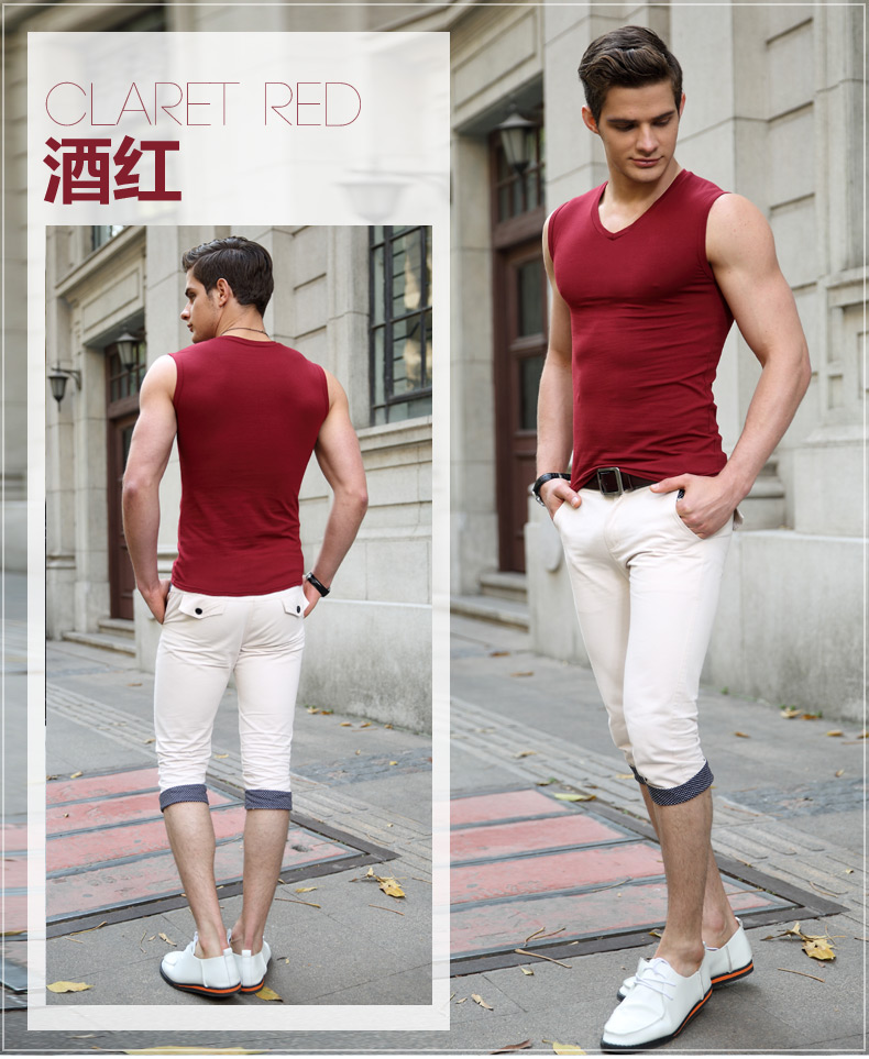 Của nam giới vest nam mùa hè cotton thanh niên thoáng khí tight-fitting Slim không tay T-Shirt tập thể dục rộng vai vest