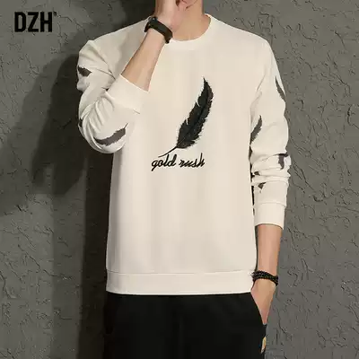 Good white round neck thick cotton T male tide ins Hong Kong wind 2021 autumn new boys Korean trend student coat