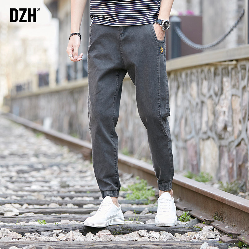 Men's thin jeans Men's 2021 new casual pants autumn spring and autumn nine-point pants men's summer leggings men's pants