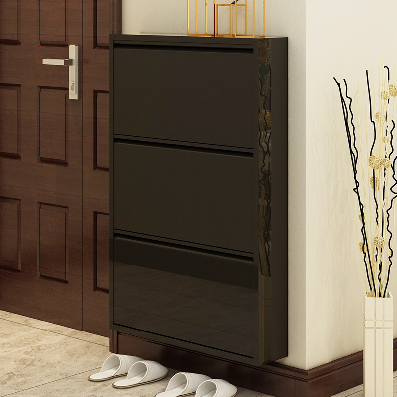 Ultra-thin shoe cabinet 15CM tipping bucket simple modern hall cabinet porch Nordic entry home door narrow storage cabinet paint